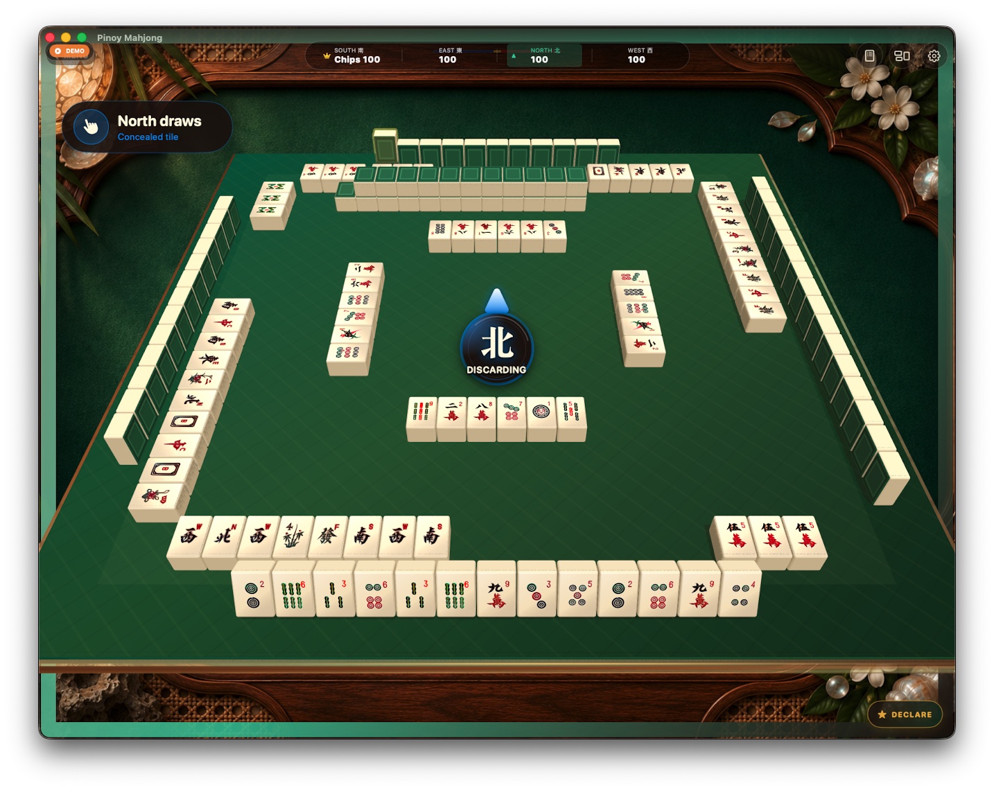 Pinoy Mahjong 3D table in play on Mac